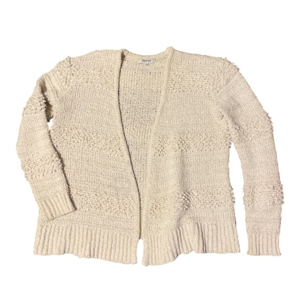 Madewell Chunky Knit Sweater Cardigan S Boho Neutral Cream Textured Cozy Cotton - Picture 1 of 12